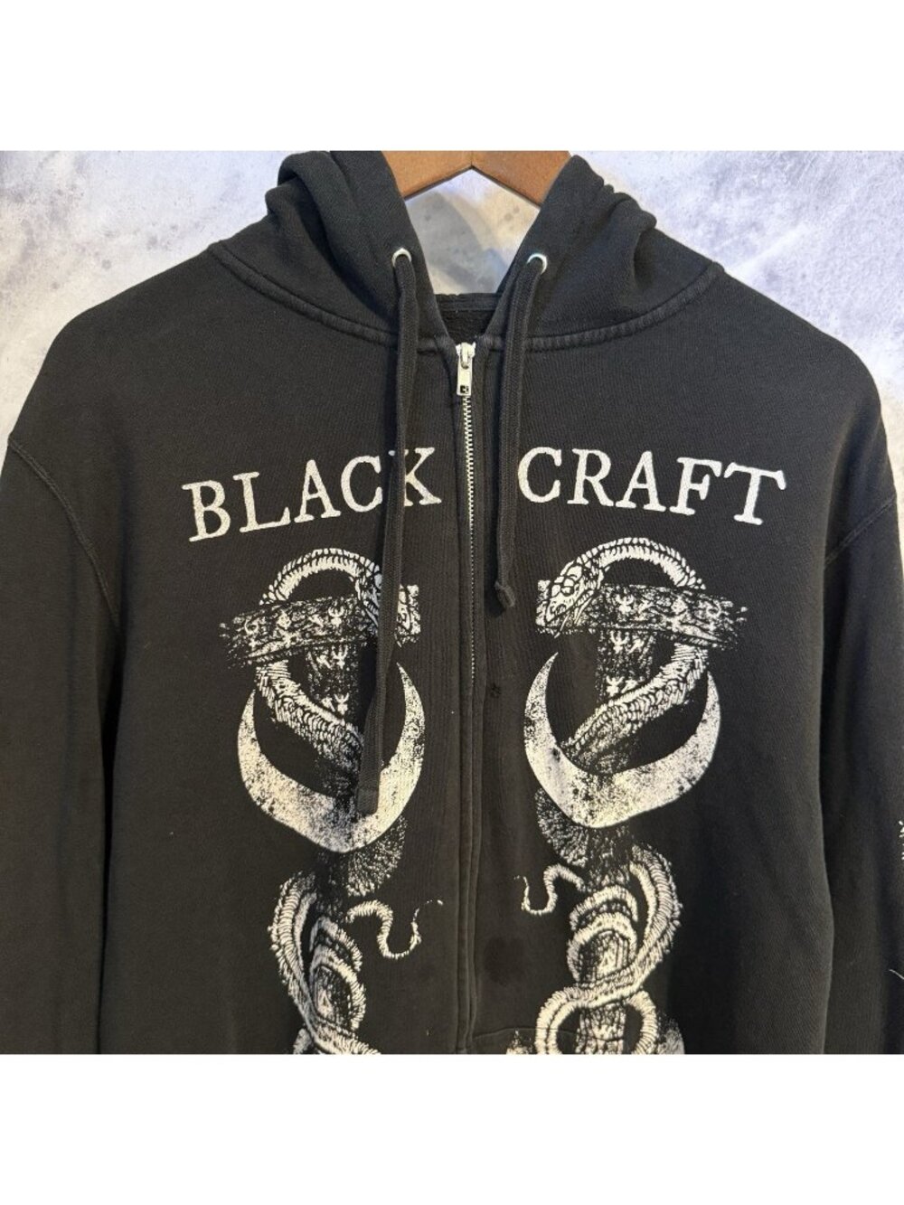 Blackcraft Cult Hoodie Sweatshirt Mens XL Black Full Zip Grunge Goth